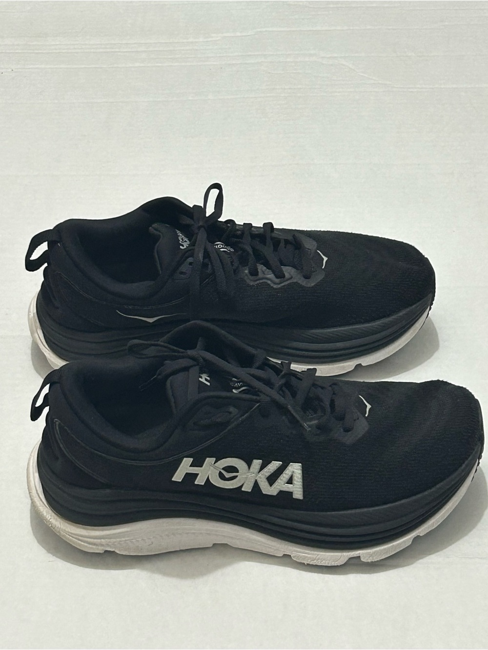 HOKA Gaviota 5 Women's Running Sneaker Mesh Lace-Up Black/ White Size 9